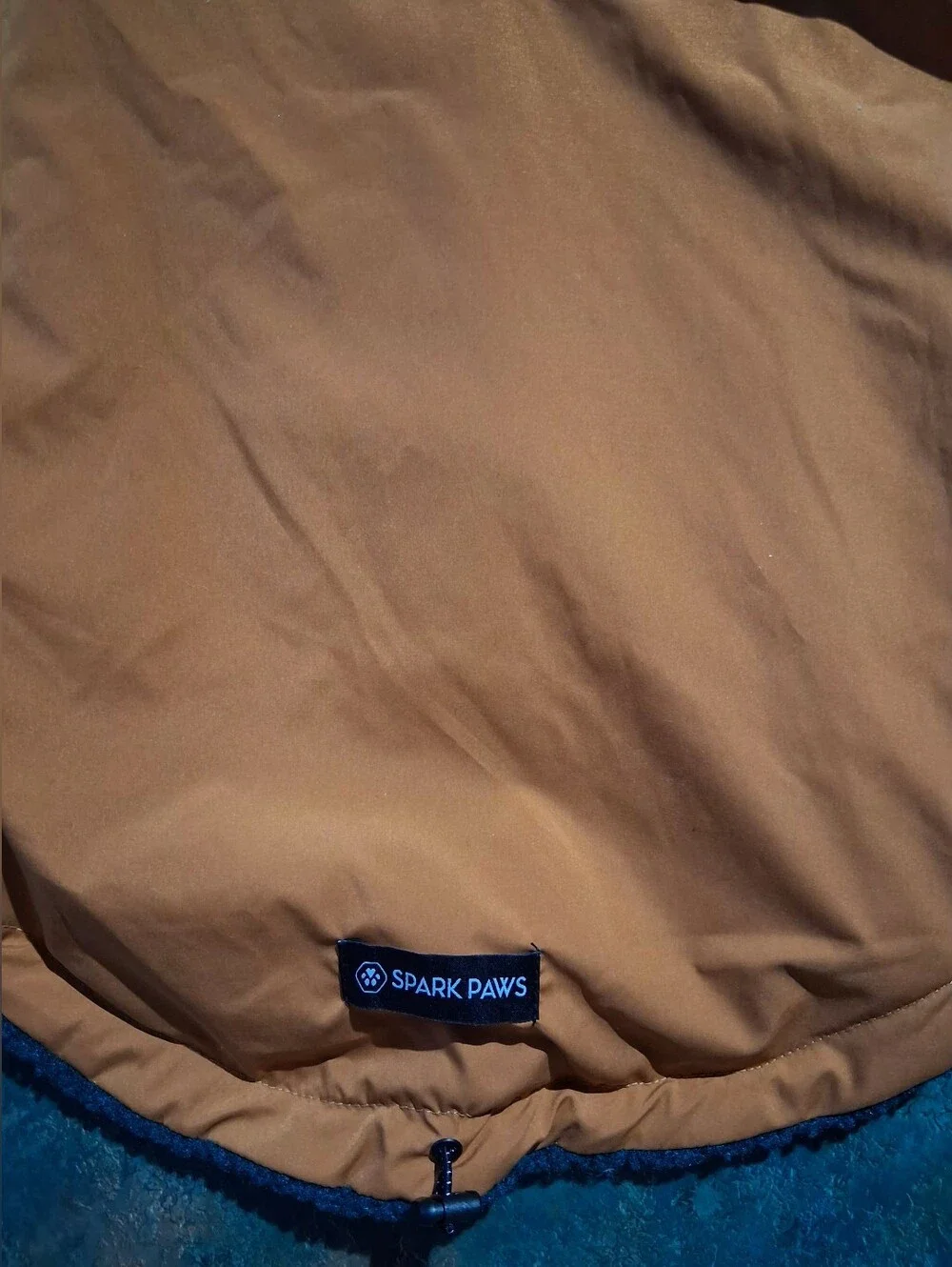 Spark Paws Reversible Sherpa Dog Coat in Green and Orange